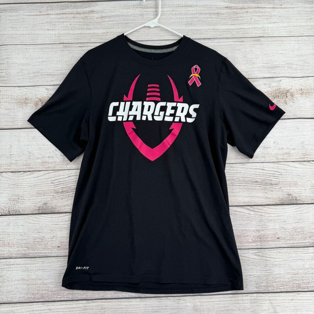 Nike NFL Dri Fit Los Angeles Chargers Breast Cancer T-Shirt Adult Large Black